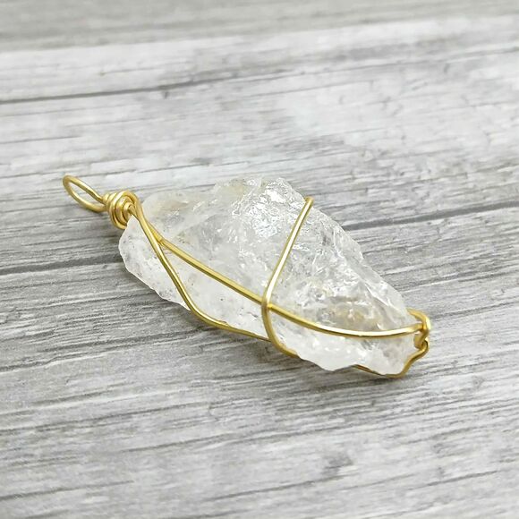 Raw Clear Quartz Crystal Pendant Charm, Jewelry Making Craft Supplies - Picture 3 of 3